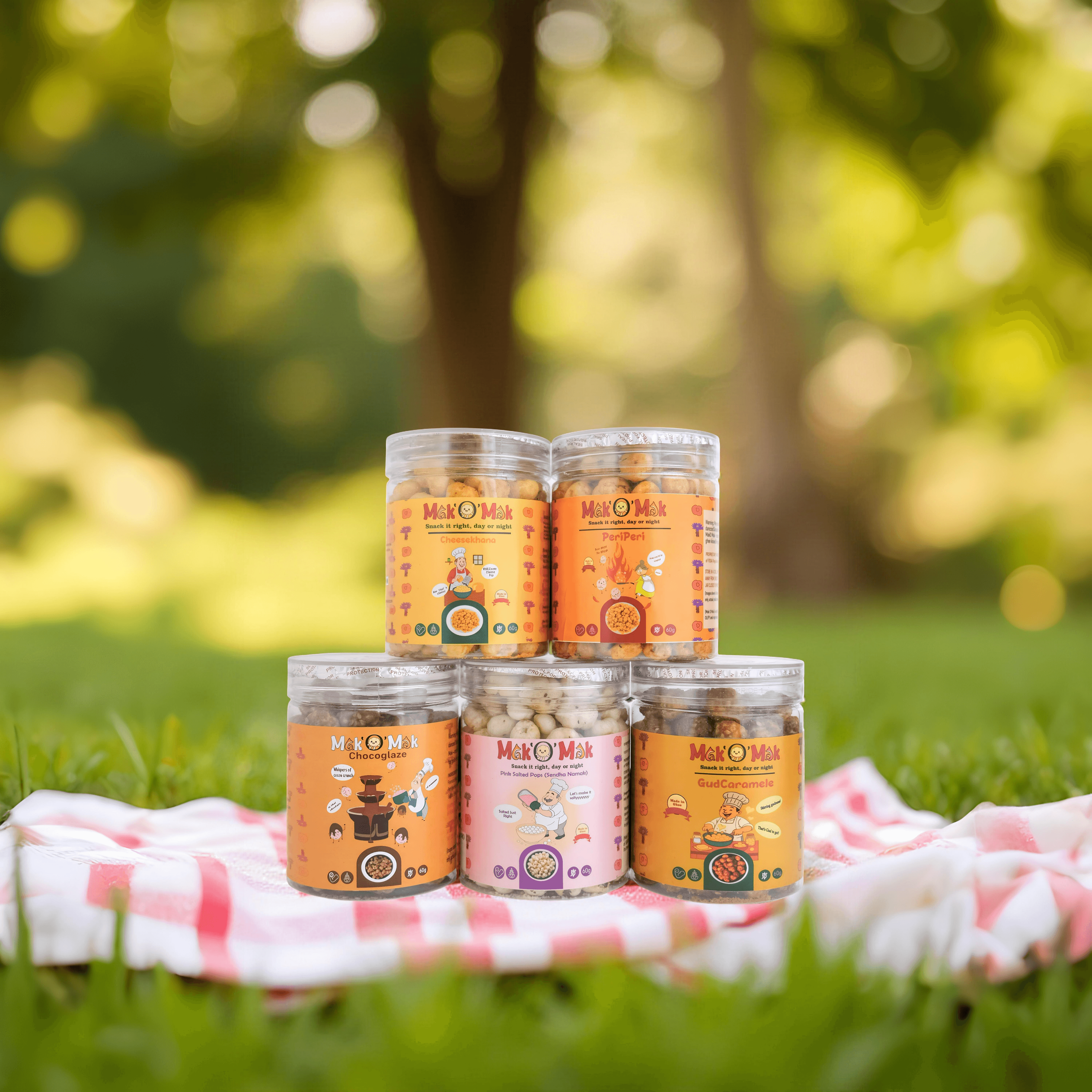 Mak O Mak jars on picnic cloth